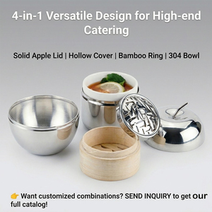 طقم تقديم شاي زجاجي فاخر للاستخدام التجاري مع قاعدة تسخين من الفولاذ المقاوم للصدأ وأوعية للتوابل للفنادق فئة 5 نجوم - Product Image 3