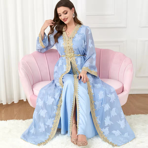 Women Moroccan Kaftan <b>Abaya</b> Golden Lace Dress Embroidered Islamic Ramadan Eid Dress Arabic Dubai Muslim <b>Prayer</b> Robe - Product Image 2