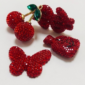 Bonne année Bling rouge plein strass cerise Dollar signe argent sac breloques papillon artisanat bricolage coque de téléphone indésirable décor - Product Image 3