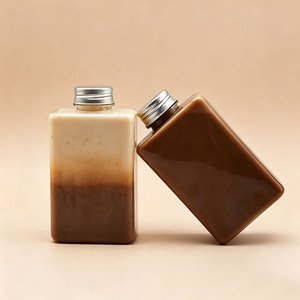 Bouteilles carrées en PET transparentes et portables pour <span class=keywords><strong>jus</strong></span>, lait, thé, bouteilles <span class=keywords><strong>de</strong></span> boissons en plastique personnalisées - Product Image 2