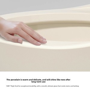 WC monoblocco color crema dal design moderno a forma di uovo con scarico a sifone, in ceramica, per bagni di piccole dimensioni, uso domestico - Product Image 5