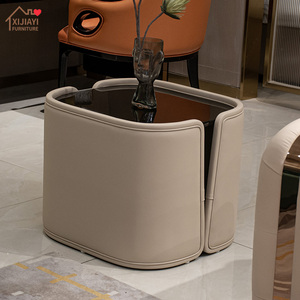 Tavolino Laterale di Lusso Moderno, Tavolino di Alta Qualità con Vera Pelle, Finitura Laccata Lucida per Salotti, Ville - Product Image 2
