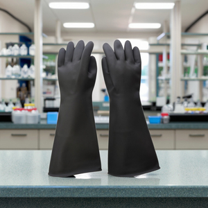 Оптовые промышленные перчатки JingCai из латекса, черные, 18 дюймов, 40 мил, утолщенные, прочные, защитные - Product Image 3
