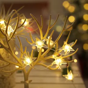 Tira de luces LED con revestimiento de PVC para decoración navideña, cadena de luces LED con estrellas de plástico