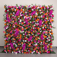 Fond de tissu de rose artificielle fleur rouge mur extérieur décoration de mariage fond mur hôtel décoration de scène