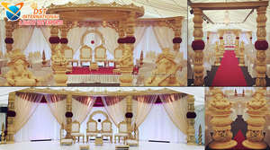 Ensemble de Mandap de mariage Marathi en bois sculpté à la main, artisanat moderne, léger, taille et couleur personnalisables, Australie - Product Image 6