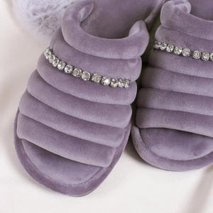 Fashion Open Toe Slides for Women Super-soft Materials with Glistening Crystal <strong>Diamante</strong> Strap Women's Indoor <strong>Slippers</strong> - Product Image 3