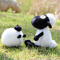 Peluche Mouton Noir et Blanc Mignonne pour Poupée, Coussin en Tissu, Accessoires en Coton PP, Cadeau de Fête Unisexe