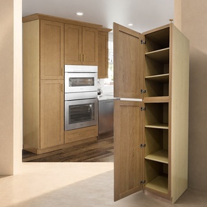 Tall <b>Kitchen</b> Pantry Cabinet Ready To Assemble | White Oak <b>Kitchen</b> <b>Storage</b> Cabinet In Stock | Tall Cabinet With Soft Close Doors - Product Image 1