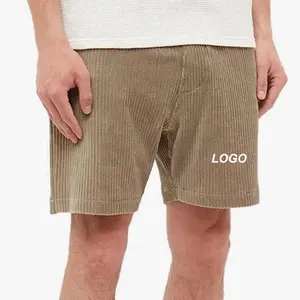 OEM Custom Blank Side Pockets Drawstring Waist Streetwear Designer Wholesale Cotton Corded Corduroy Shorts for Men