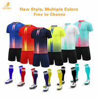 Jersey Sepak Bola Pendek Polos Siap Kirim dengan Logo Cetak, 100% Poliester, Cepat Kering, Seragam Latihan, Grosir & Eceran