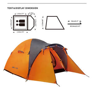 Laos Factory PAMIR Wholesale <b>Large</b> Waterproof Portable Outdoor Camping <b>Tent</b> One Bedroom Four-season 2-Person Double Layer - Product Image 2