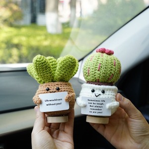 Handmade Crochet Đan Hoa Cây Xương Rồng Chậu Cây Mini Dễ Thương Cảm Xúc Mọng Nước Đồ Trang Trí Búp Bê May Dệt Đồ Chơi - Product Image 2