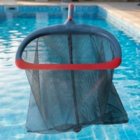 Épuisette de piscine profonde 49 cm avec filet de ramassage de feuilles de luxe, système de bouton facile et bande de raclette souple