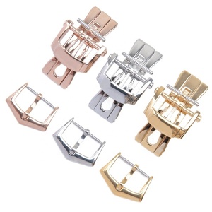 สายนาฬิกาสแตนเลสสตีลสีทอง18มม. พร้อมผีเสื้อสำหรับ <span class=keywords><strong>Patek</strong></span> <span class=keywords><strong>Philippe</strong></span> BUCKLE aquanaut