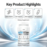 OEM Toptan Biotin Vitamin Kapsülleri 90 Adet Toplu 10000mcg Besin Takviyesi Özel Etiket Distribütör Tedariki İçin