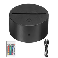 Base de lampe de nuit 3D en acrylique ABS à 16 couleurs avec télécommande, alimentation USB, lampe LED de taille moyenne, intensité réglable