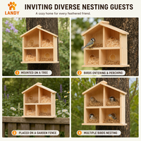 Nichoir à oiseaux en bois suspendu pour l'extérieur avec fenêtre en acrylique transparente, nichoir en bois massif pour jardin, cour arrière, oiseaux sauvages