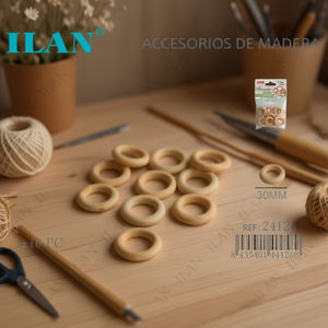 Anelli in legno Ilan 30 mm 10 pezzi per artigianato e decorazione - Product Image 5