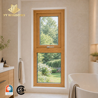Fenêtre à auvent en PVC avec finition imitation bois, dimensions personnalisées et verre trempé triple vitrage pour la construction de villas
