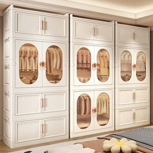 خزانة ملابس منزلية مزدوجة الباب من البلاستيك قابلة للطي قابلة للتكديس لتنظيم تخزين غرفة المعيشة والحمام - Product Image 2