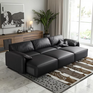 Mufang – Canapé en cuir haut de gamme au design contemporain pour salon de villa, rembourrage en éponge de haute qualité, style cinéma - Product Image 1