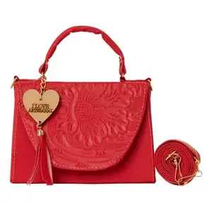 Borsa a Tracolla Rossa Lupe Fana da Donna, Manico Singolo, Impermeabile, Decorazione Ricamata, per Uso Quotidiano - Product Image 3