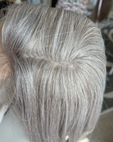Perruque Casher Juive Grise Poivre et Sel, Lace Front HD, Base en Soie, Effet Cuir Chevelu Réel, Double Tirage, Cuticules Alignées, Sans Colle, pour Femmes Âgées
