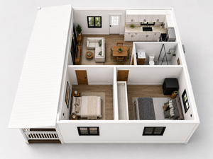 Maisons modulaires 20 pieds, cabane préfabriquée avec véranda, maison-conteneur moderne pour villa, usage extérieur, mini-maison avec véranda, étanche et ignifuge. - Product Image 3