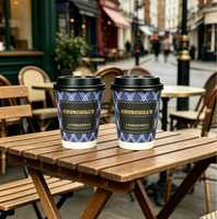 Gobelet en carton à double paroi pour café chaud, entièrement noir, écologique, recyclable, avec couvercle en PP, personnalisable avec logo, fourni par l'usine