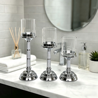 Porte-bougie Hurricane, élégant chandelier à tige haute, bougie pilier en option, taille et finition personnalisables pour table de mariage et décoration intérieure