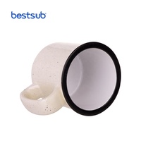   Vente en gros de tasses à café en céramique émaillée personnalisées de 13 oz (400 ml), motif beige, sublimation, tasse mouchetée