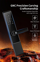 Serrure de porte intelligente biométrique à empreinte digitale avec clavier numérique, poignée push-pull, accès par carte mémoire WiFi et contrôle via l'application Smart Life