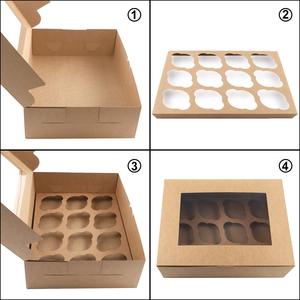 Custom <strong>Cupcake</strong> Packing Cake Carrier Cajas Para Pasteles De 12 X12 X12 Disposable Bakery Box with Clear Window