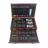 Vente en gros de 143 pièces de matériel de dessin et de coloriage professionnel de luxe en bois pour enfants
