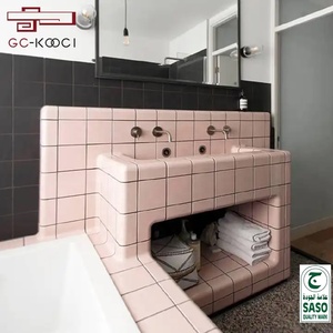 Gạch Lát Vuông Nhỏ Kiểu Bắc Âu, Gạch Men Bọc Cạnh, Đường Viền Góc, Màu Hồng 110*110Mm - Product Image 2