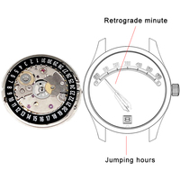 Mouvement automatique modifié 2824 Sw200, heures sautantes et mécanisme de minutes rétrogrades pour fabricant de montres mécaniques personnalisées