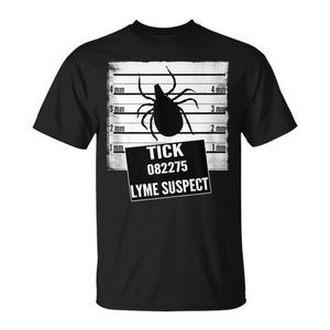 T-shirt Lyme Disease Awareness Tick Mugshot Suspect, noir, unisexe, pour adultes, manches courtes, col rond - Product Image 1