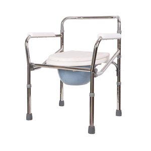 Portable Commode Chair With Foldable <b>Backrest</b> Stainless Steel Toilet Seat For Elderly Multifunction Usage - Product Image 2