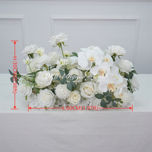 ชุดดอกไม้ประดับทางเดินงานแต่งงาน DKB ฉากหลังตกแต่งทางเดินดอกไม้ประดิษฐ์กุหลาบผ้าไหมและพรมดอกไม้สำหรับงานแต่งงาน - Product Image 2