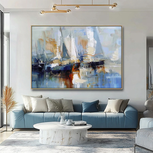 Hiện đại trừu tượng cảnh biển sơn dầu trên cao cấp <span class=keywords><strong>Canvas</strong></span> handmade với dày Palette dao kỹ thuật cho trang trí nội thất - Product Image 2