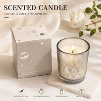 Bougie en cire de soja parfumée au jasmin et au marigot de luxe avec effet de projection, pots en verre argenté réutilisables et logo personnalisé, décoration d'intérieur