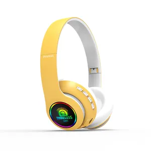 Bluetooth Kids Head phones Drahtlose Kopfhörer V5.2 mit faltbarem Mikrofon-Headset mit TF-Karte FM-Radio-LED-Licht