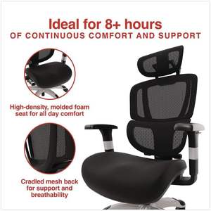 Silla Multifuncional Alera Minverva Pro, Soporta 275 lb, Altura del Asiento 17.7''-21.4'', Asiento y Respaldo Negros, Base Negra Hecha de Espuma de Nylon - Product Image 2