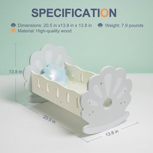 Berceau à <span class=keywords><strong>bascule</strong></span> moderne en bois massif pour poupées de 18 pouces (bleu) – Utilisation en chambre à coucher – Magasin ROBOTIME - Product Image 2