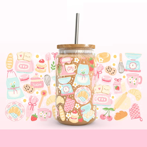Cherrylicious Kawaii Design Glass <span class=keywords><strong>Can</strong></span> Wrap Retro Girly Red Gingham UV DTF Transferencia de calor en PET y PVC para tazas - Product Image 5