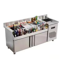 Table de bar multifonctionnelle réfrigérée pour barman, en acier inoxydable, station de travail de mélange et de refroidissement pour bar et restaurant