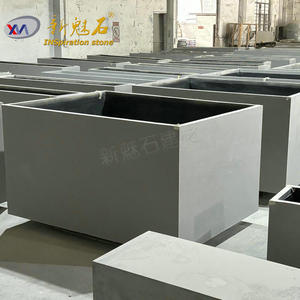 Nuevos Materiales de Construcción de Piedra, Macetas de Cemento GRC Color Gris Claro, Jardineras Exteriores para Árboles y Flores - Product Image 3