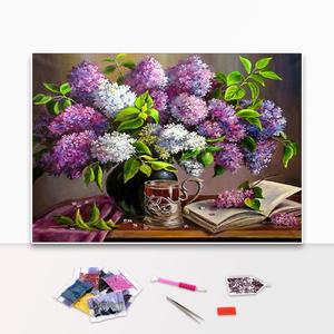Vente en gros 5d Diy diamant peinture <span class=keywords><strong>esthétique</strong></span> fleur peinture <span class=keywords><strong>à</strong></span> l'huile style photo tout diamant Mosaïque diamant main conception décoration - Product Image 1