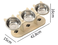 Mangeoire surélevée en bois pour animaux de compagnie, angle réglable, pour chat et chien, avec bols en acier inoxydable